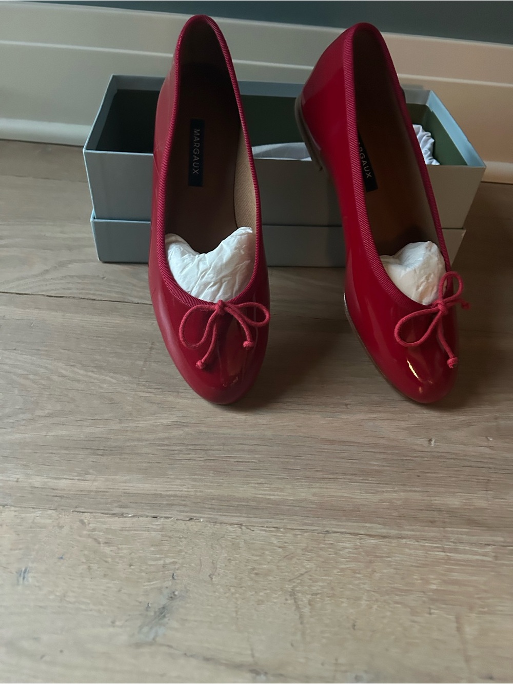 Margaux Red Patent Ballet Flats with Bow